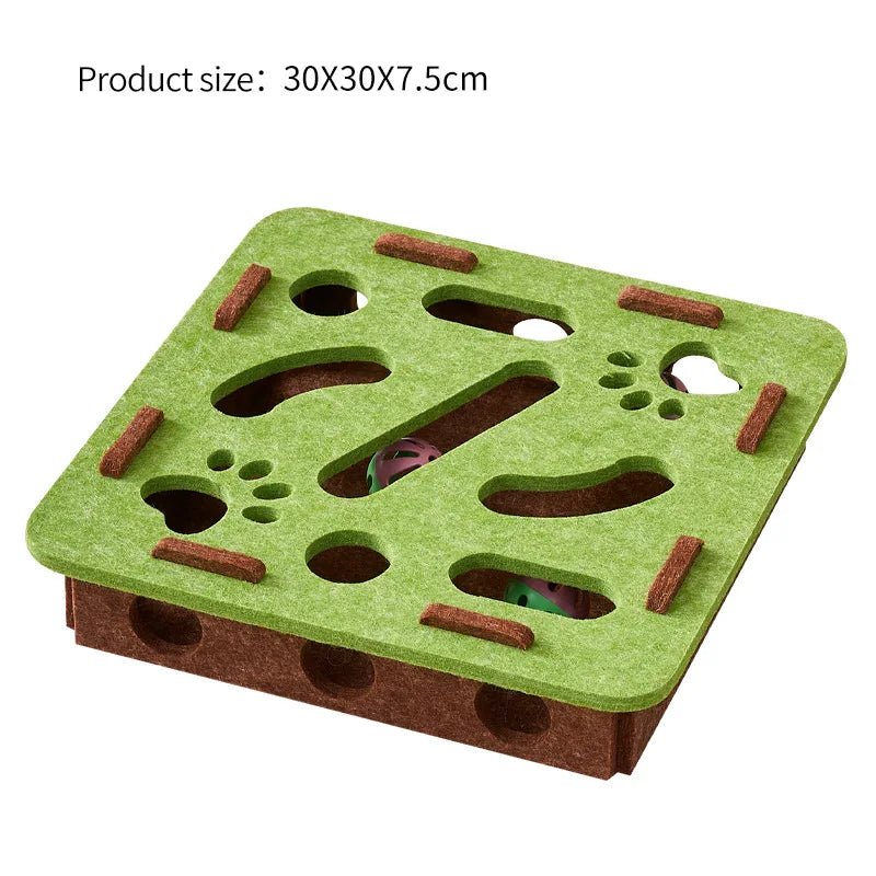 Interactive Cat Puzzle Toy Felt Toy Box with Maze Tunnel Bell Ball Indoor Entertainment Cat Toy - Ammpoure