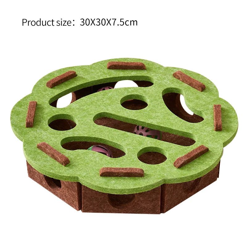 Interactive Cat Puzzle Toy Felt Toy Box with Maze Tunnel Bell Ball Indoor Entertainment Cat Toy - Ammpoure