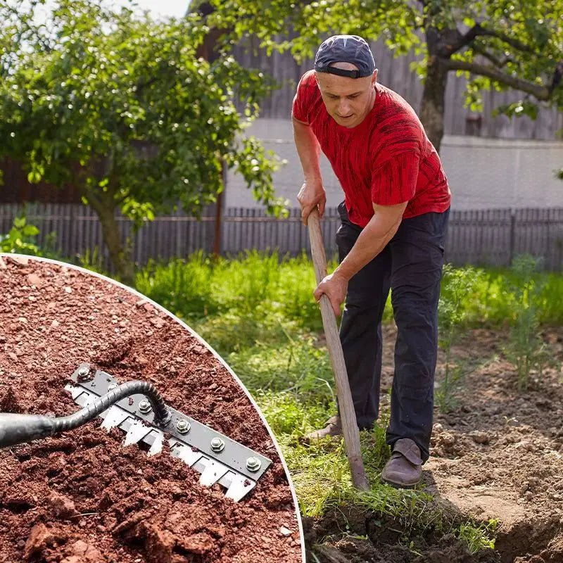 Iron Gardening Hoe Weeding Rake Farm Tool Grasping Raking Loosening Soil Nail Rake Tool Artifact Harrow Farm Tool - Ammpoure