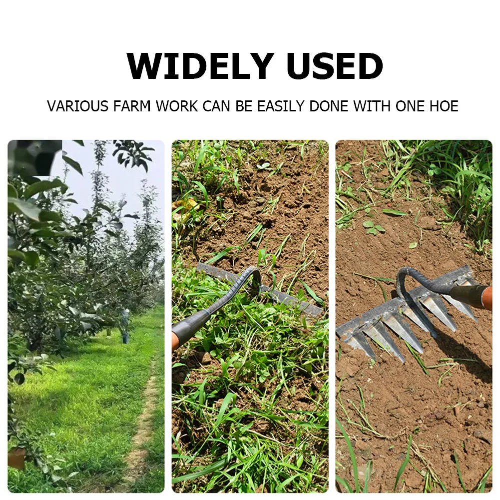 Iron Gardening Hoe Weeding Rake Farm Tool Grasping Raking Loosening Soil Nail Rake Tool Artifact Harrow Farm Tool - Ammpoure