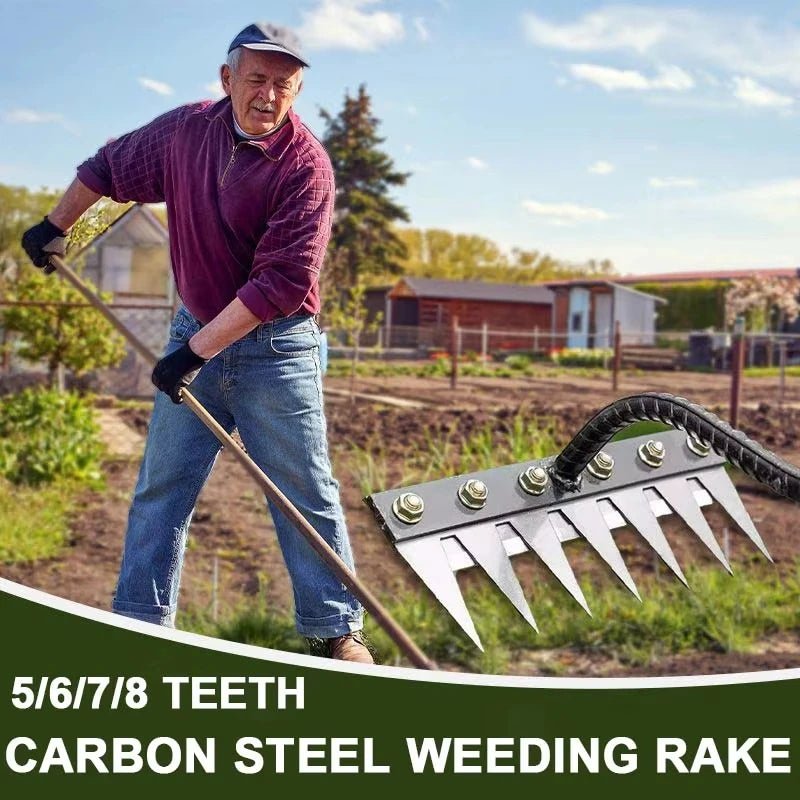 Iron Gardening Hoe Weeding Rake Farm Tool Grasping Raking Loosening Soil Nail Rake Tool Artifact Harrow Farm Tool - Ammpoure