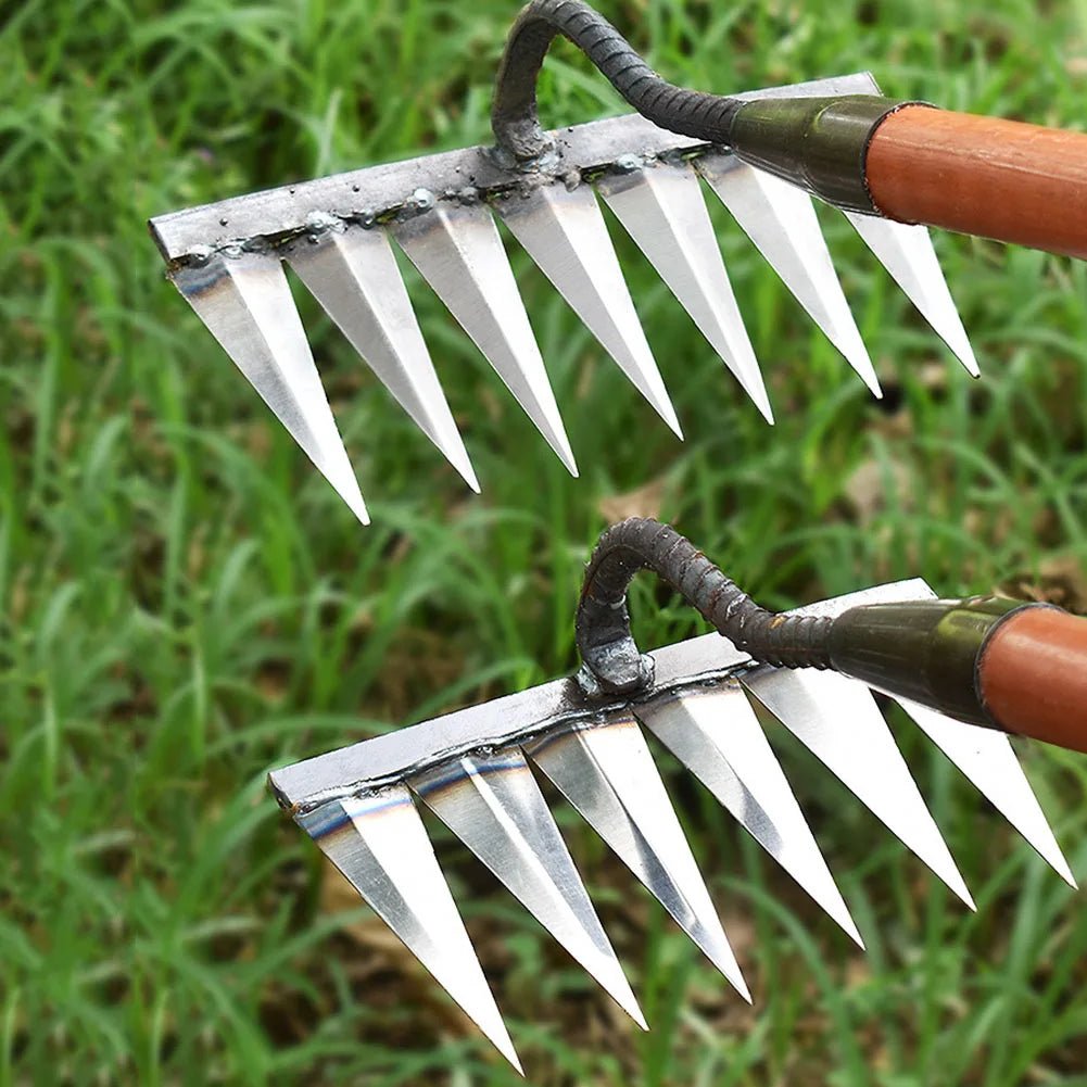 Iron Gardening Hoe Weeding Rake Farm Tool Grasping Raking Loosening Soil Nail Rake Tool Artifact Harrow Farm Tool - Ammpoure