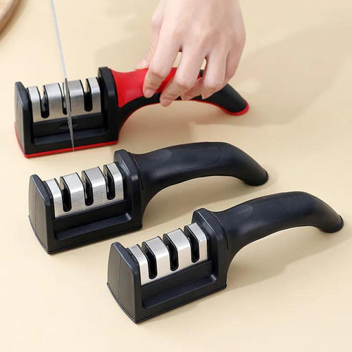 Knife Sharpener Handheld Multi-function 3 Stages Type Quick Sharpening Tool With Non-slip Base Kitchen Knives Accessories Gadget - Ammpoure Wellbeing 🇬🇧