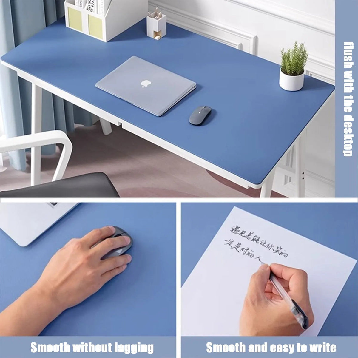 Leather Desk Pad Protector USA Large Mouse Pad & Office Desk Mat, Non-Slip PU Suede Leather Desk Blotter with Stitched Edges - Ammpoure
