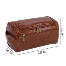 Load image into Gallery viewer, Leather Men Business Portable Storage Bag Toiletries Organizer Women Travel Cosmetic Bag Hanging Waterproof Wash Pouch - Ammpoure Wellbeing 🇬🇧
