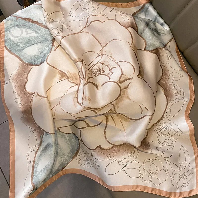 Luxury Design Print Silk Square Scarf Canada Women Soft Satin Horse Hairband Neckerchief Office Headband Foulard Bag Ribbon Gift - Ammpoure