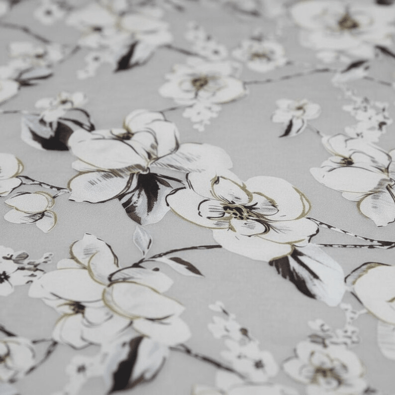 Luxury Silk Scarf, Hand Painted Ivory Floral Wrap, Sheer Magnolia Womens Scarf Gift, Lightweight Elegant Scarf for Her - Ammpoure