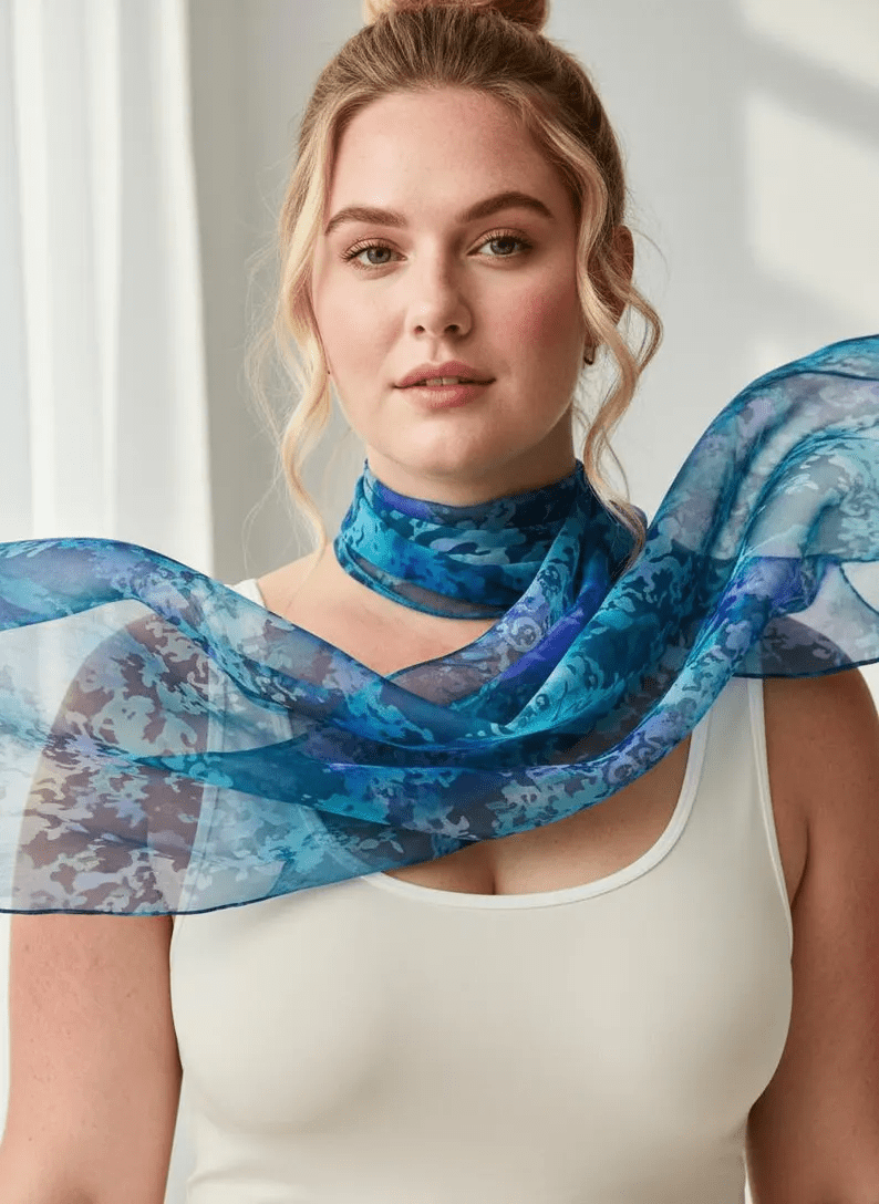 Luxury Silk Scarf, Hand Painted Teal Blue Wrap, Jewel Tone Peacock Womens Scarf Gift, Lightweight Elegant Scarf for Her - Ammpoure