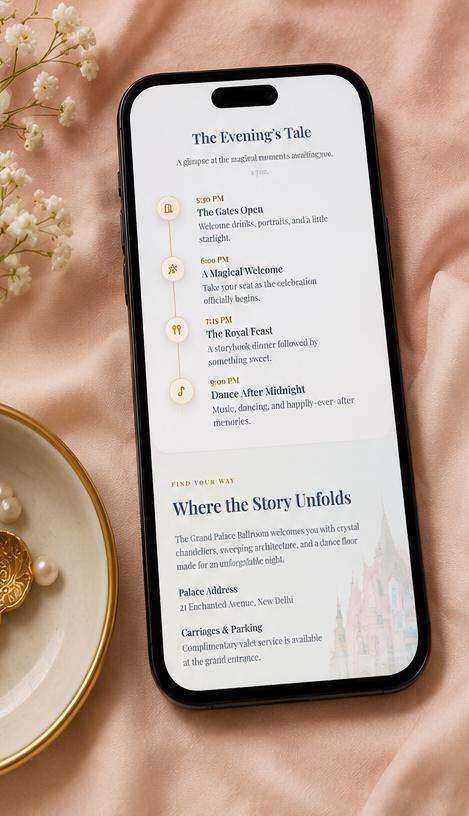 Magical Wedding RSVP Website Template, Enchanted Castle Mobile Wedding Invitation, Fairytale Event Details Flyer, Digital Stationery, PDF - Ammpoure