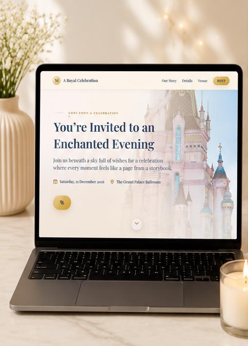 Magical Wedding RSVP Website Template, Enchanted Castle Mobile Wedding Invitation, Fairytale Event Details Flyer, Digital Stationery, PDF - Ammpoure