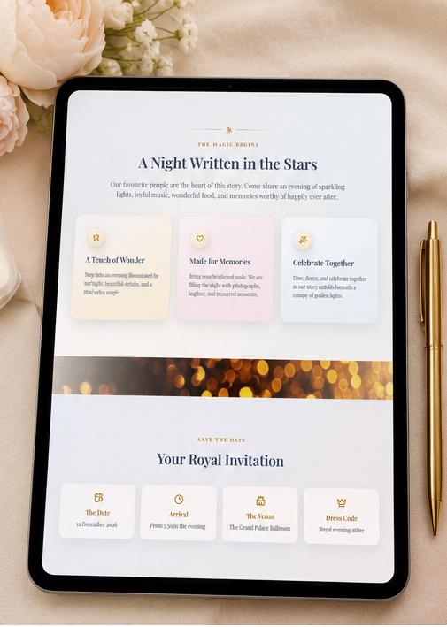 Magical Wedding RSVP Website Template, Enchanted Castle Mobile Wedding Invitation, Fairytale Event Details Flyer, Digital Stationery, PDF - Ammpoure