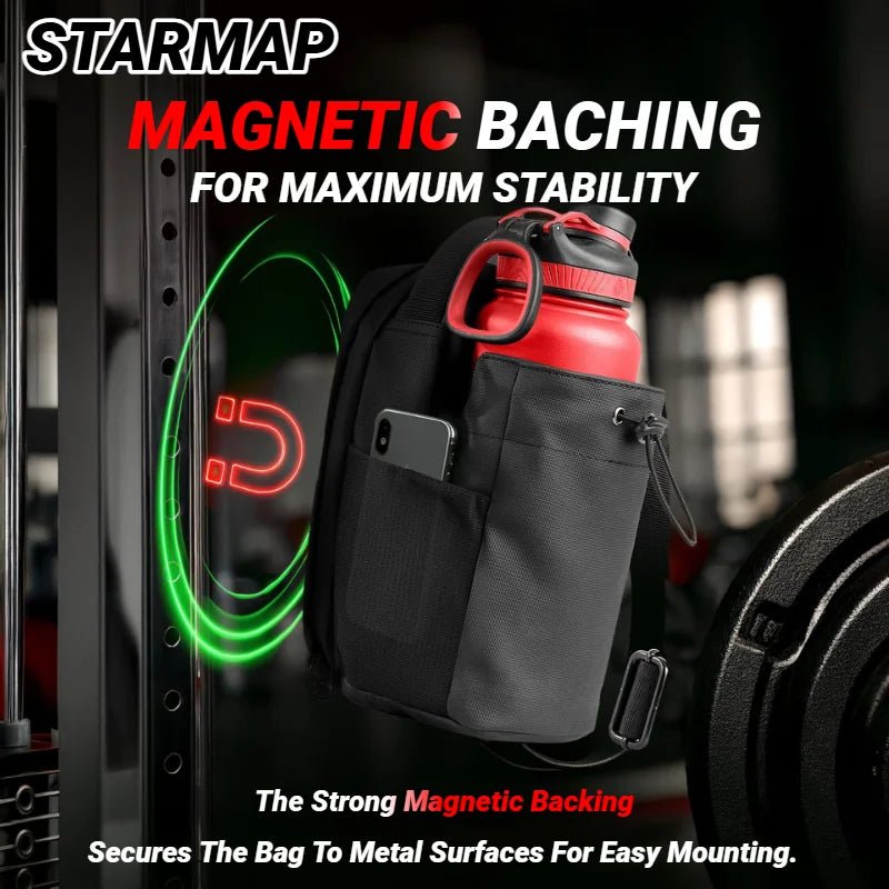 Magnetic Gym Bag For Phone Water Bottle Portable Fitness Storage Sports Accessories Large Capacity Carrier - Ammpoure