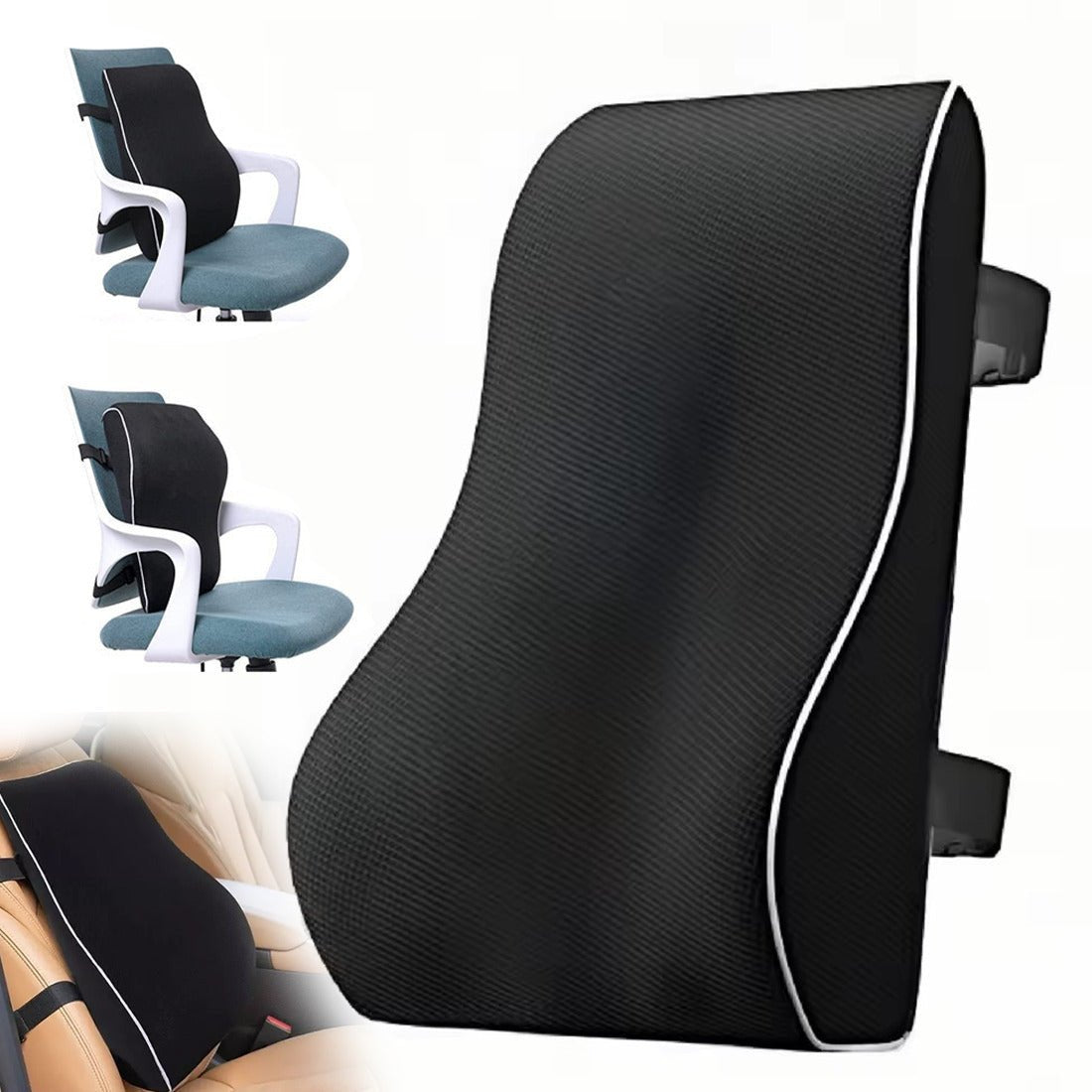 Memory Foam Seat Back Pain Support Booster Cushion Chair Car Pillow Lumbar Lower - Ammpoure