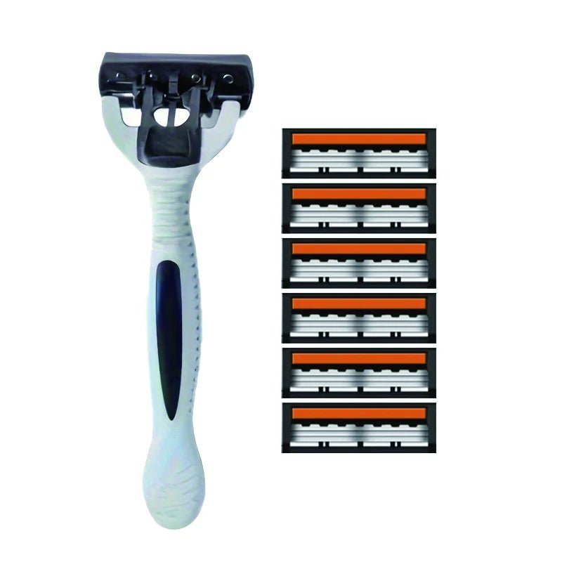Men And Women Razor Manual Safety Blade 3 - Layer Stainless Steel Hair Removal Shaving Blades Replaceable Shaver Head - Ammpoure