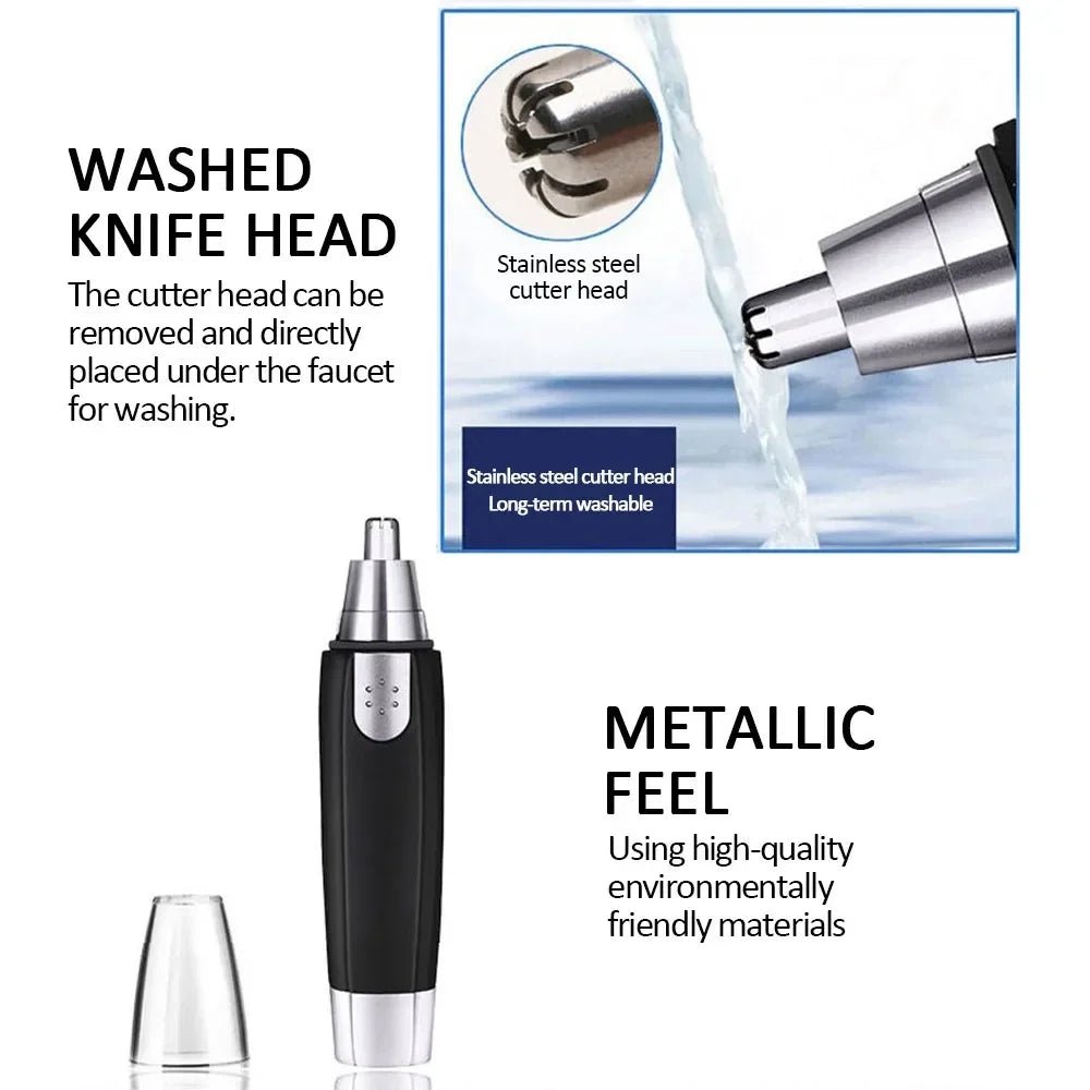 Men Ear Nose Hair Trimmer Nose Clippers Painless Portable Nose Trimmers Pocket Size Beard Trimmer Waterproof for Easy Cleansing - Ammpoure