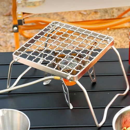 Multifunctional Folding Campfire Grill Portable Stainless Steel Camping Grill Grate Gas Stove Stand Outdoor Wood Stove Stand - Ammpoure Wellbeing 🇬🇧