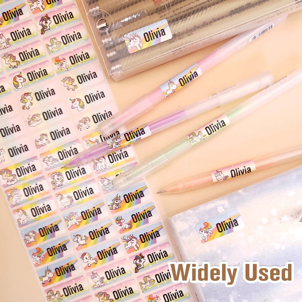 Name Tag Sticker Custom Waterproof Kawaii Stickers Decals Personalized First Name Label for Children School Stationery Bottle - Ammpoure Wellbeing