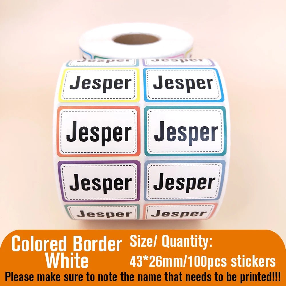 Name Tag Sticker Custom Waterproof Kawaii Stickers Decals Personalized First Name Label for Children School Stationery Bottle - Ammpoure Wellbeing