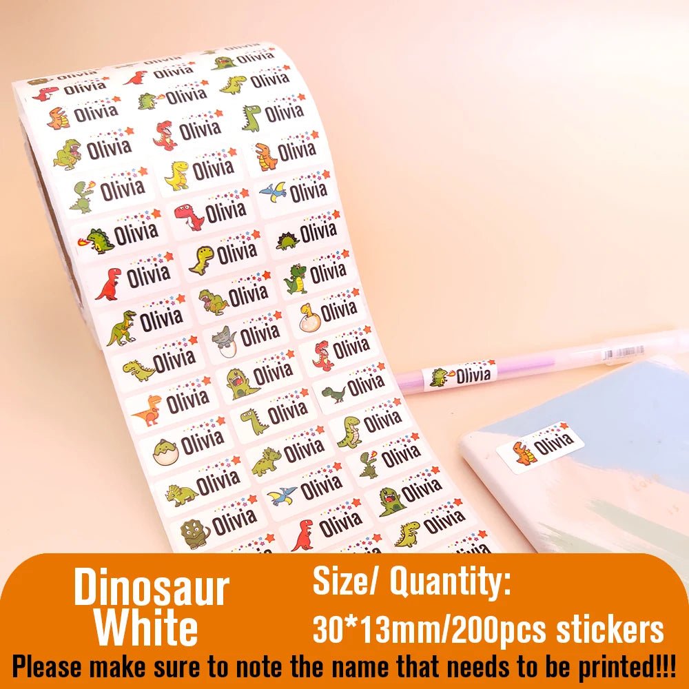Name Tag Sticker Custom Waterproof Kawaii Stickers Decals Personalized First Name Label for Children School Stationery Bottle - Ammpoure Wellbeing