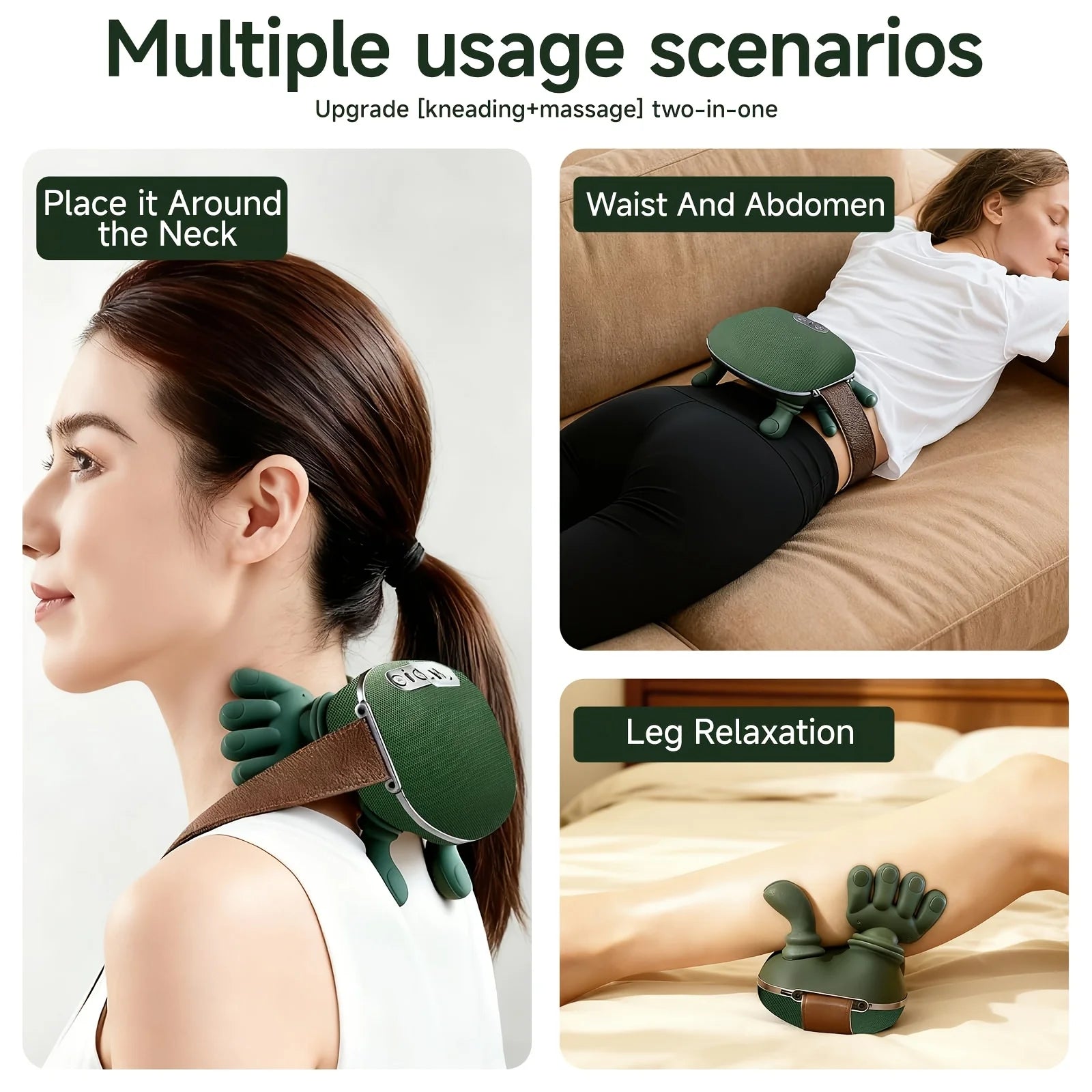 Neck Shoulder Massager Multifunctional 3 - Level Cervical Massage Electric Heating Kneading Muscles Massage Neck Waist Leg - Ammpoure