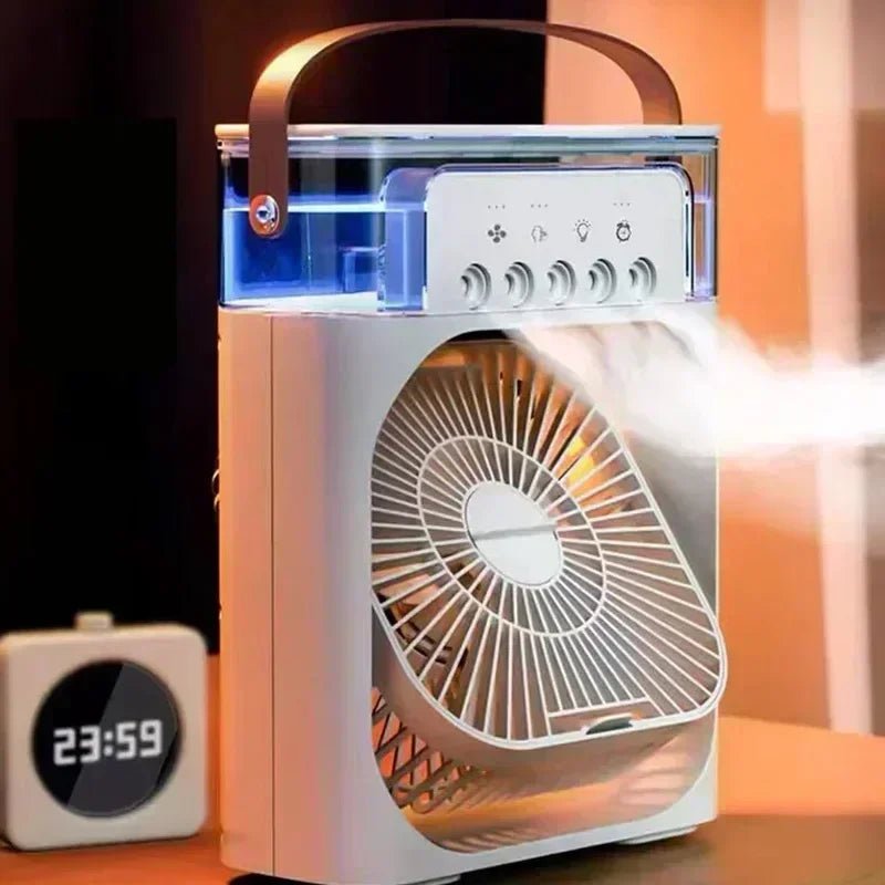 New 3 In 1 Portable Fan AIr Conditioner Household Mini Air Cooler LED Night Light Humidifier Air Adjustment Fan Office Home Fan - Ammpoure