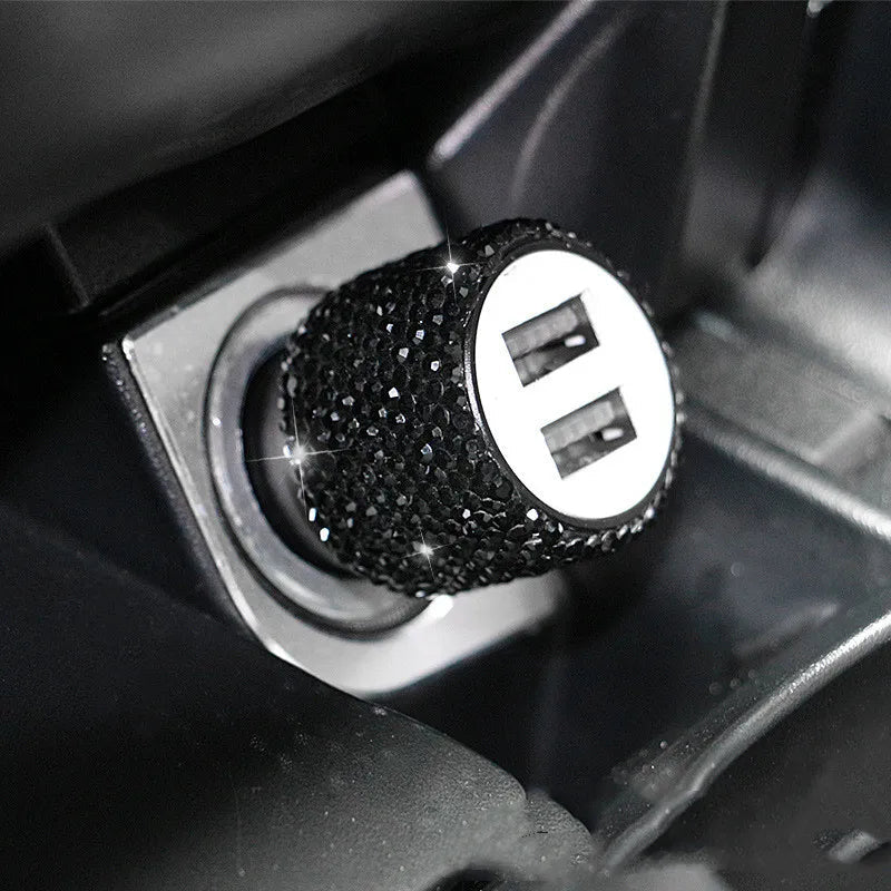 New Bling USB Car Charger 5V 2.1A Dual Port Fast Adapter Pink Car Decor Car Styling Diamond Car Accessories Interior for Woman - Ammpoure Wellbeing
