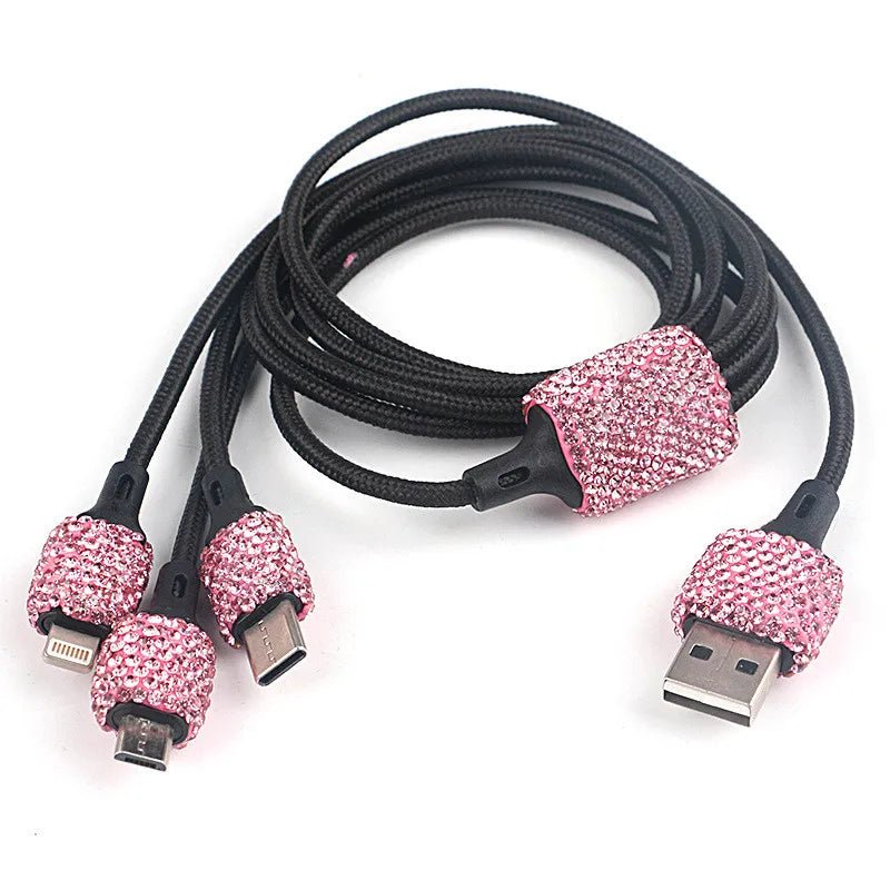 New Bling USB Car Charger 5V 2.1A Dual Port Fast Adapter Pink Car Decor Car Styling Diamond Car Accessories Interior for Woman - Ammpoure Wellbeing