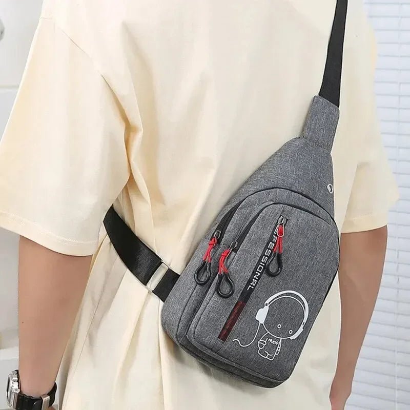 New Casual Fashion Chest Bag USA Men’s Shoulder Crossbody Bag Korean Cycling Backpack Trendy Portable Hand Bag for Men - Ammpoure