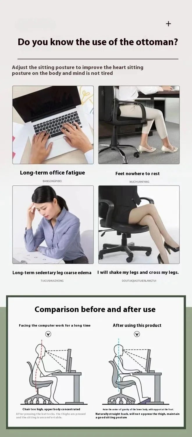 New Portability Foot Rest Under Desk Footrest Ergonomic Foot Stool With Massage Rollers Foot Rest For Home Office Work - Ammpoure