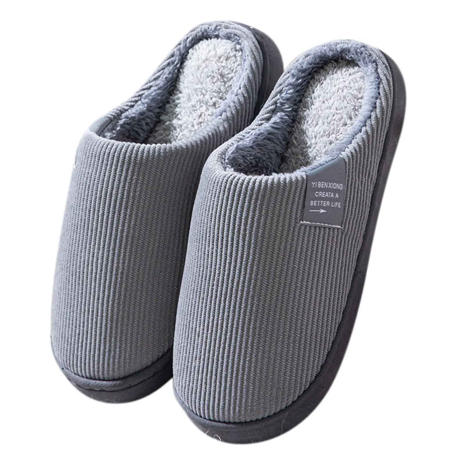 NEW Women's Men's Casual Thick Soft Bottom Home Slippers Household Plush Slippers Anti - slip Thermal Slippers Indoor Winter Flats - Ammpoure