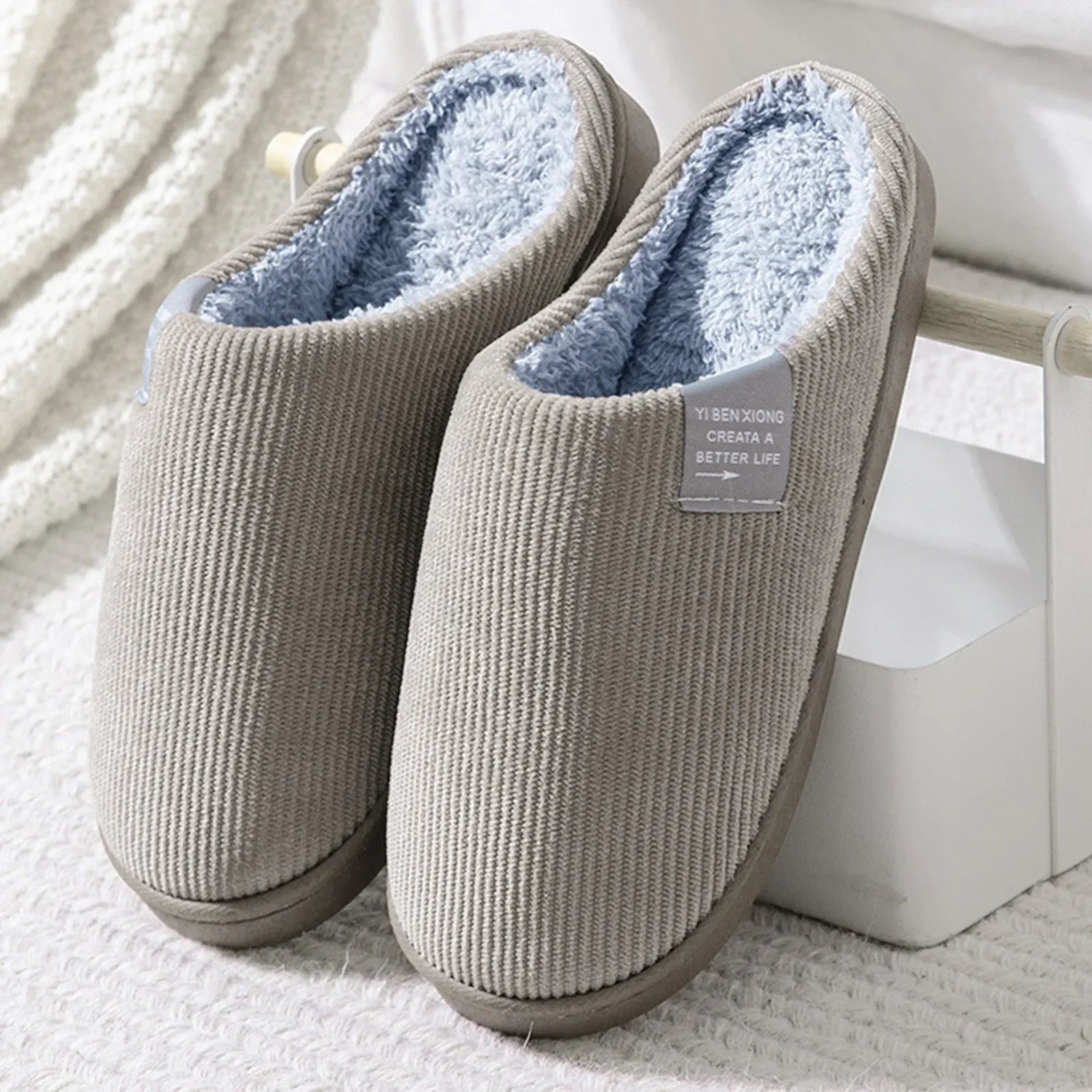 NEW Women's Men's Casual Thick Soft Bottom Home Slippers Household Plush Slippers Anti - slip Thermal Slippers Indoor Winter Flats - Ammpoure