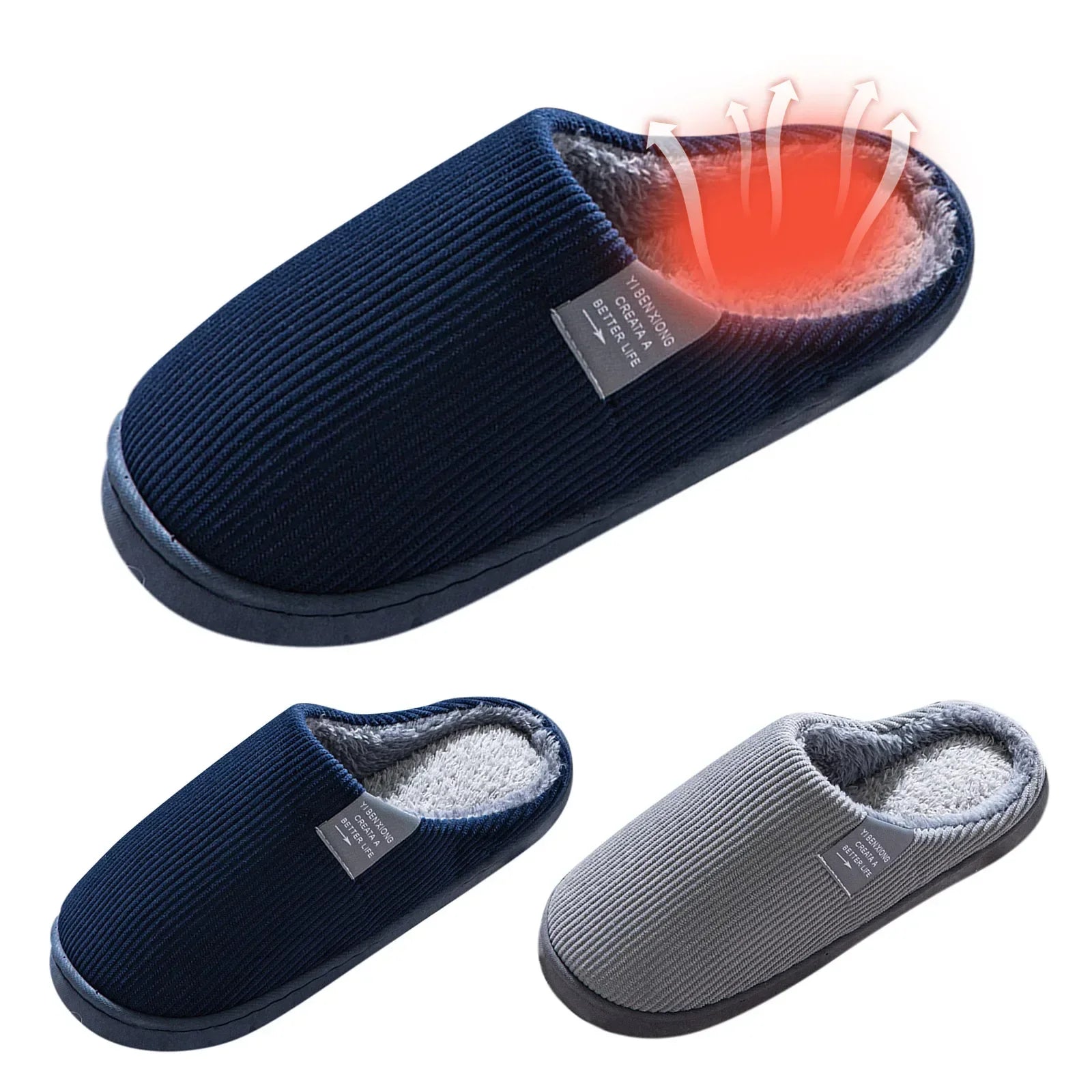 NEW Women's Men's Casual Thick Soft Bottom Home Slippers Household Plush Slippers Anti - slip Thermal Slippers Indoor Winter Flats - Ammpoure