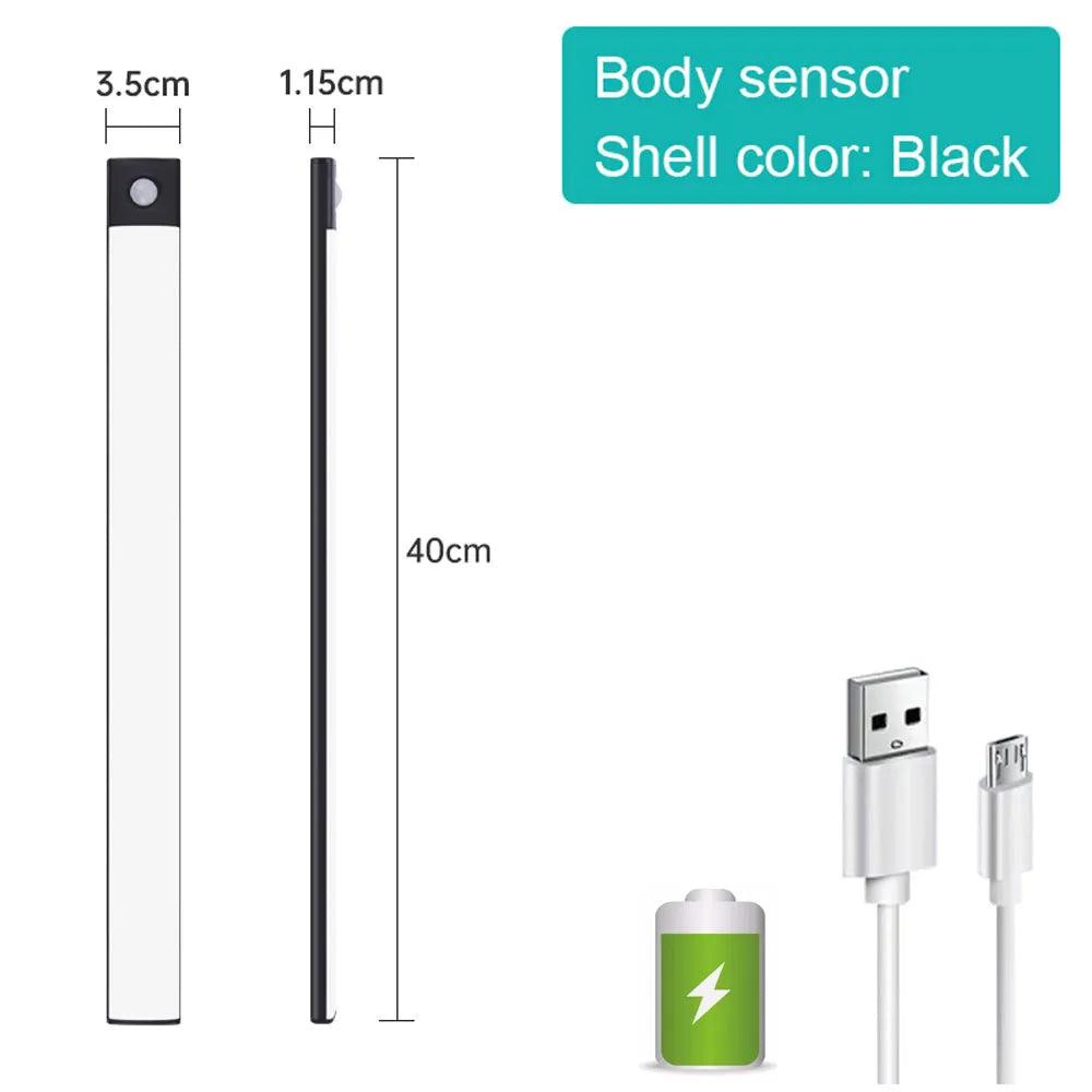 Night Light Motion Sensor Light Wireless USB Under Cabinet Light For Cabinet Bedroom Wardrobe Indoor Lighting 3color in One Lamp - Ammpoure Wellbeing