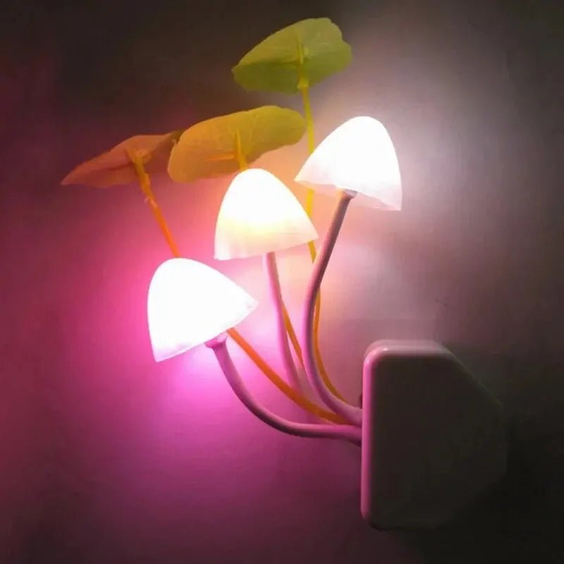 Novelty Mushroom Fungus Night Light EU & US Plug Light Sensor 220V 3 LED Colorful Mushroom Lamp Led Night Lights - Ammpoure