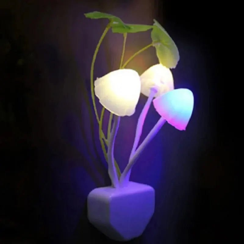 Novelty Mushroom Fungus Night Light EU & US Plug Light Sensor 220V 3 LED Colorful Mushroom Lamp Led Night Lights - Ammpoure