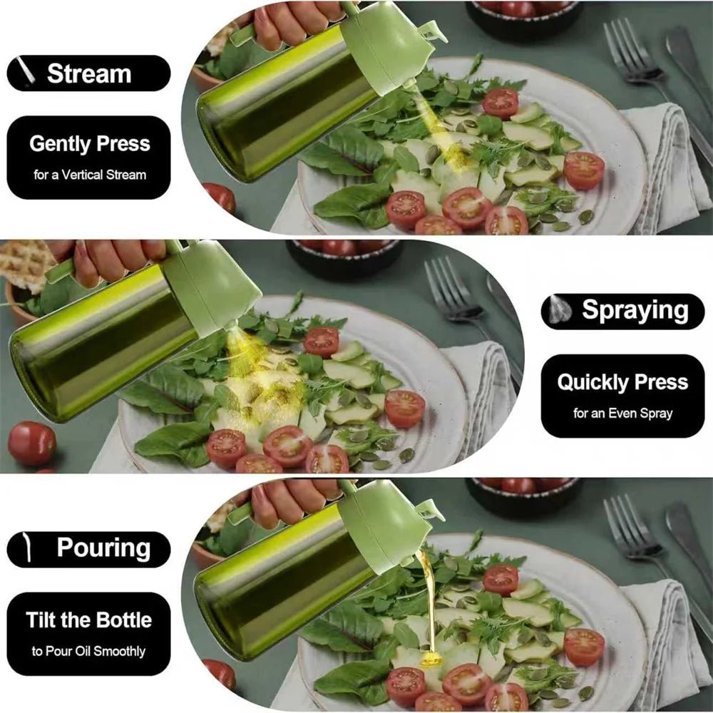 Oil Sprayer for Cooking,2 - in - 1 Olive Oil Dispenser and Oil Spray Bottle,Oil Spray with Stickers,Thick Glass Spray Bottle - Ammpoure