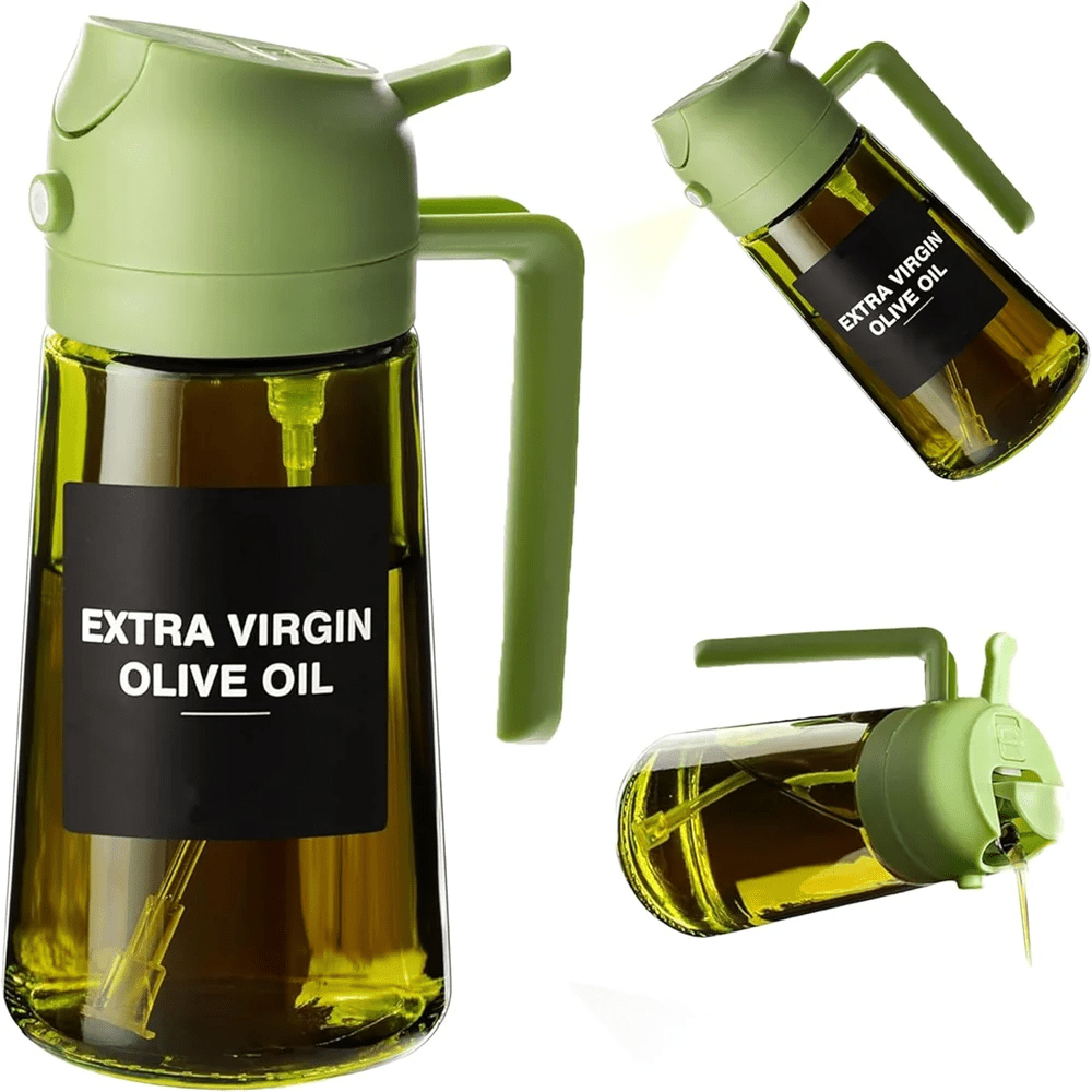 Oil Sprayer for Cooking,2 - in - 1 Olive Oil Dispenser and Oil Spray Bottle,Oil Spray with Stickers,Thick Glass Spray Bottle - Ammpoure