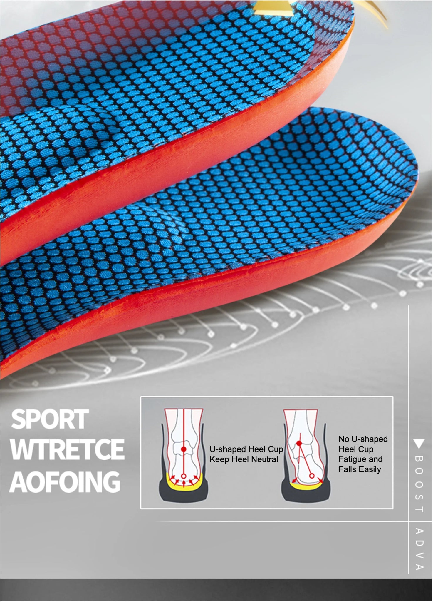 Orthopedic Sports Elasticity Insoles For Shoes Sole Unisex Technology Shock Absorption Breathable Running Insoles - Ammpoure