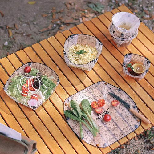 Outdoor Folding Tableware Portable Ultra-light Bowl Plate Coffee Filter Funnel Cup Multi-purpose Combination Tableware - Ammpoure Wellbeing 🇬🇧