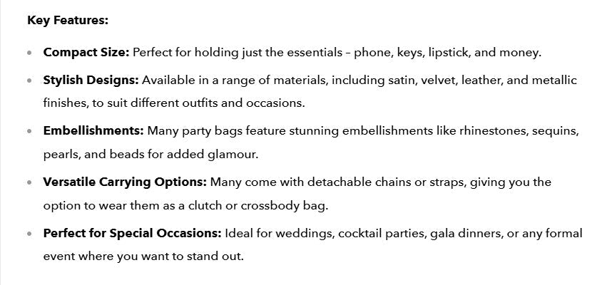 Party handbags for women UK - Ammpoure