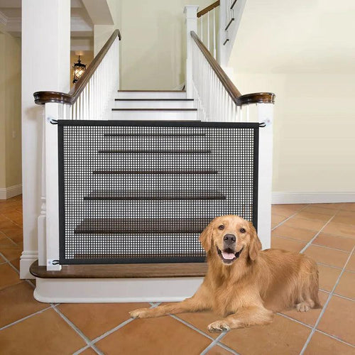 Pet Dog Barrier Fences With 4Pcs Hook Pet Isolated Network Stairs Gate New Folding Breathable Mesh Playpen For Dog Safety Fence - Ammpoure Wellbeing 🇬🇧