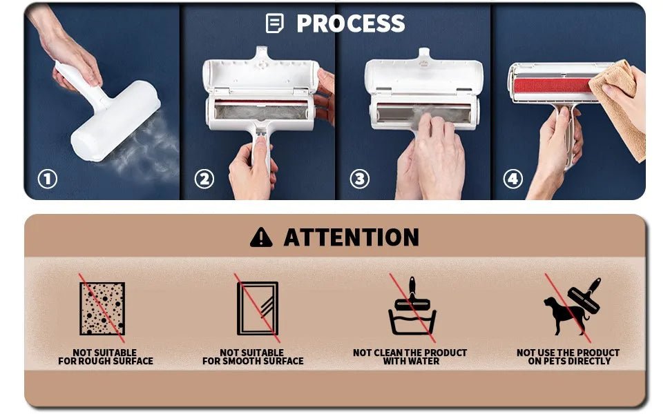 Pet Hair Remover Roller - Dog & Cat Fur Remover with Self - Cleaning Base - Efficient Animal Hair Removal Tool - Perfect for Furni - Ammpoure