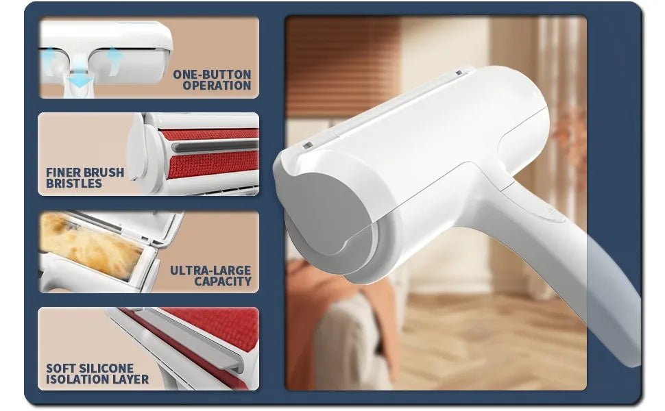 Pet Hair Remover Roller - Dog & Cat Fur Remover with Self - Cleaning Base - Efficient Animal Hair Removal Tool - Perfect for Furni - Ammpoure