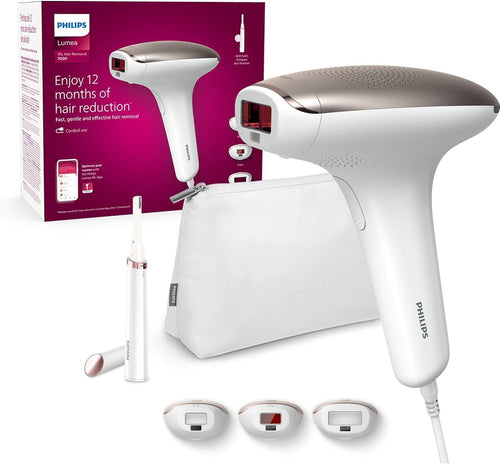 Philips Lumea IPL Hair Removal 7000 Series - Hair Removal Device With Satin Compact Pen Trimmer, 3 Attachments Body, Face, And Bikini, Corded Use (Model BRI923/00) - Ammpoure Wellbeing