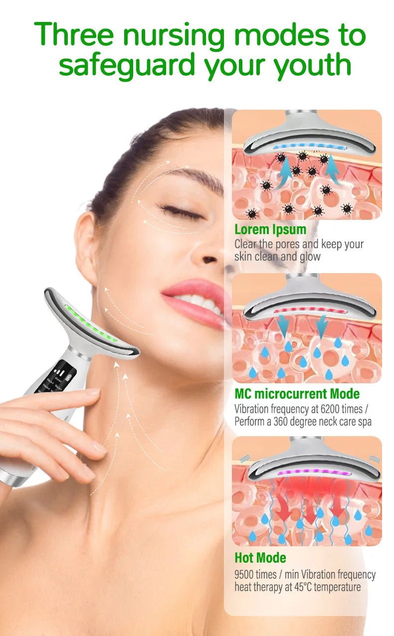 Popular Neck Beauty Device, Neck Massager, Neck Wrinkle and Nasolabial Fold Beauty Tool, Ems Microcurrent Light Therapy Massager - Ammpoure