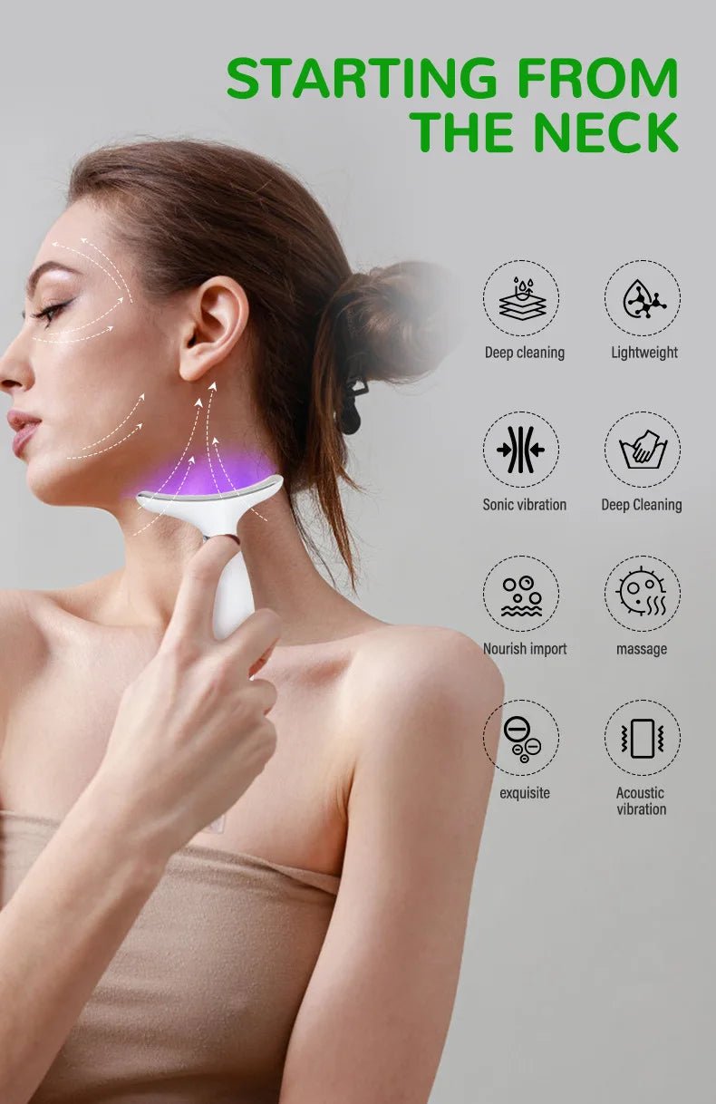 Popular Neck Beauty Device, Neck Massager, Neck Wrinkle and Nasolabial Fold Beauty Tool, Ems Microcurrent Light Therapy Massager - Ammpoure