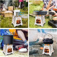 Load image into Gallery viewer, Portable Camping Wood Stove with Stainless Steel Folding Lightweight Firewood Stove For Outdoor Hiking Traveling BBQ Picnic - Ammpoure Wellbeing 🇬🇧
