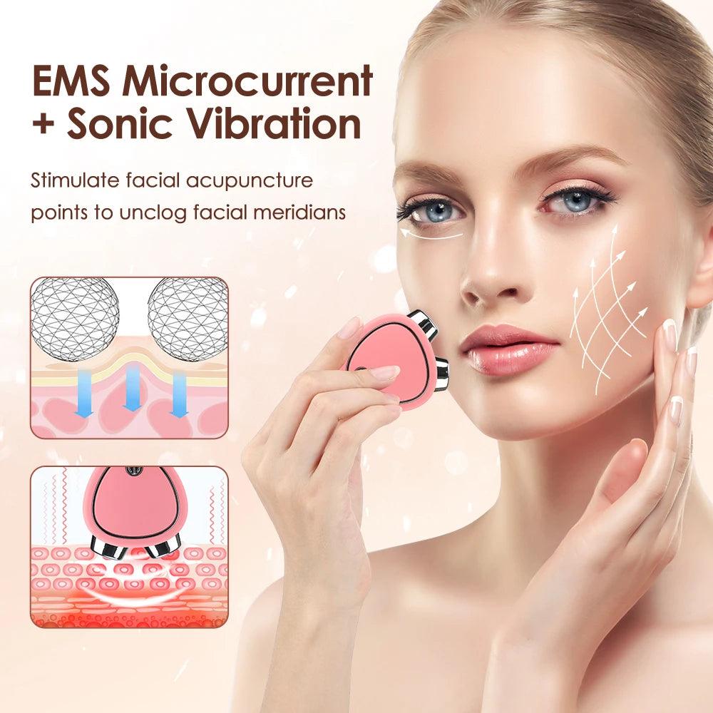 Portable Electric Face Lift Roller Massager EMS Microcurrent Sonic Vib Portable Electric Face Lift Roller Massager EMS Microcurrent Sonic Vib