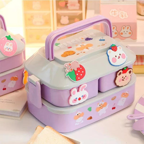 Portable Lunch Box For Girls School Kids Plastic Picnic Bento Box Microwave Food Box With Compartments Storage Containers - Ammpoure Wellbeing 🇬🇧