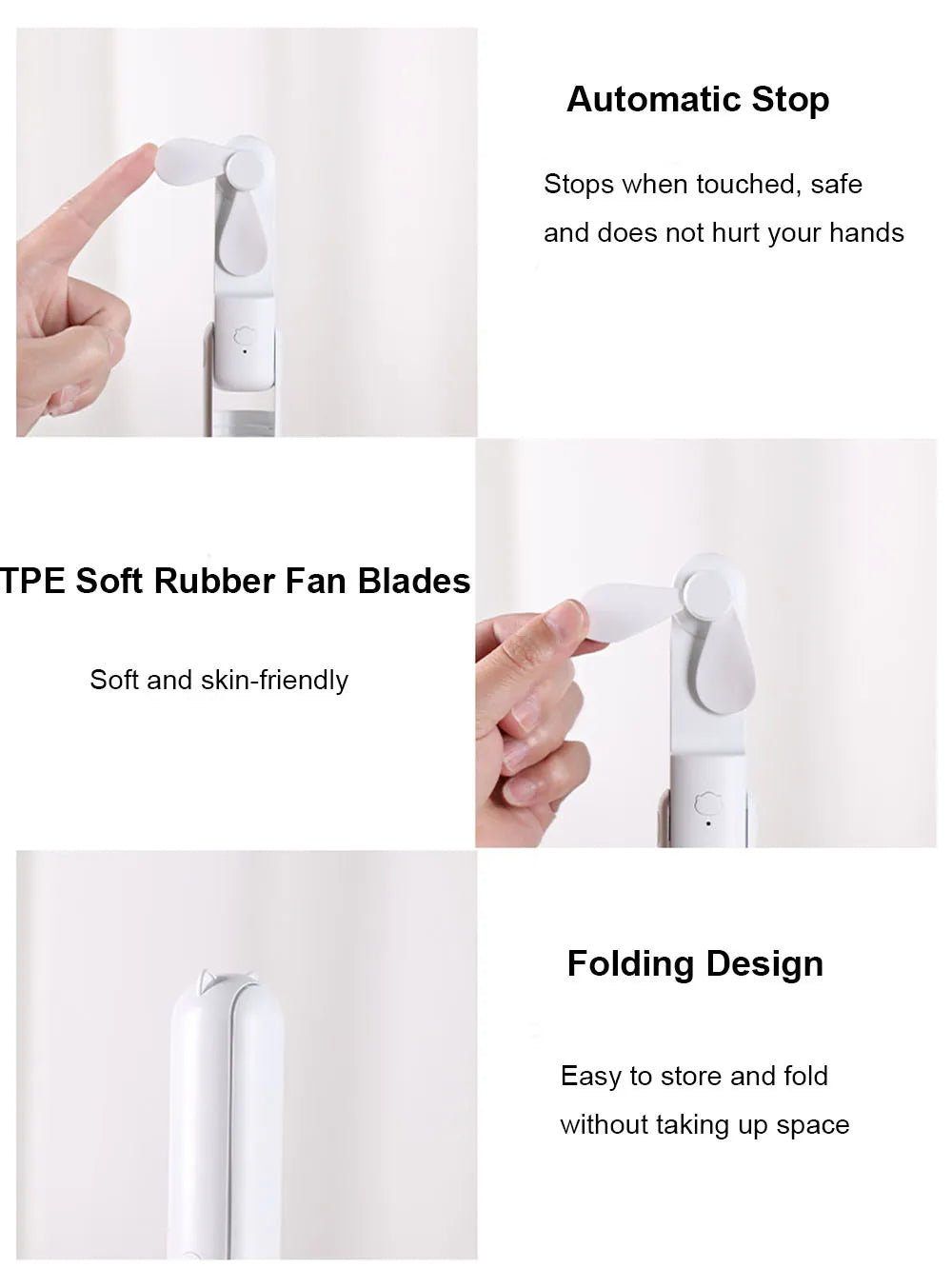 Portable Mini Handheld Fan Small Pocket Fan USB Rechargeable Battery Fan Folding Cooling Hand Fan Mini USB Fan with Power Bank - Ammpoure